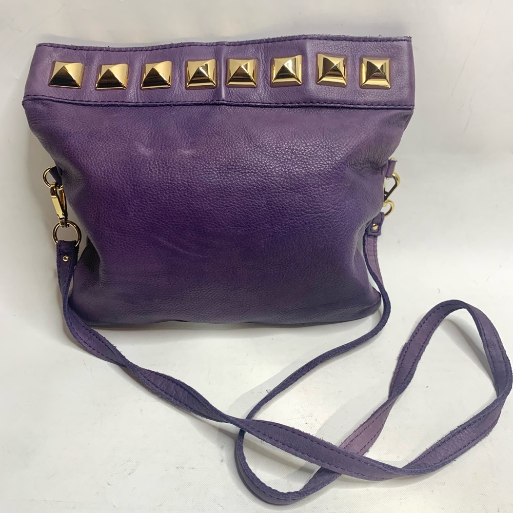 Linea Pelle Studded Purple Leather Crossbody